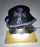 Fisherman Hat with Rhinestones Cross